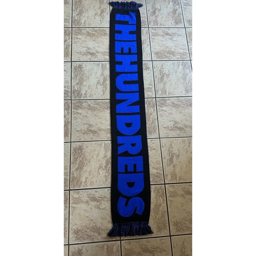 The Hundreds Blue‎ Black Tassel Scarf Logo One Size Reversible